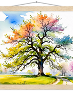 35x35 cm / 14x14″ / Classic Semi-Glossy Paper Poster with Hanger / Natural wood wall hanger