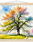 35x35 cm / 14x14″ / Museum-Quality Matte Paper Poster with Hanger / Natural wood wall hanger