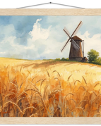 Classic Matte Paper Poster with Hanger / 35x35 cm / 14x14″ / Natural wood wall hanger