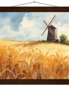 Premium Semi-Glossy Paper Poster with Hanger / 30x30 cm / 12x12″ / Dark wood wall hanger