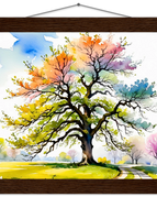 25x25 cm / 10x10″ / Classic Semi-Glossy Paper Poster with Hanger / Dark wood wall hanger