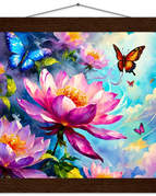 25x25 cm / 10x10″ / Classic Semi-Glossy Paper Poster with Hanger / Dark wood wall hanger