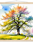 50x50 cm / 20x20″ / Premium Semi-Glossy Paper Poster with Hanger / Natural wood wall hanger