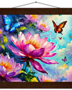 25x25 cm / 10x10″ / Museum-Quality Matte Paper Poster with Hanger / Dark wood wall hanger